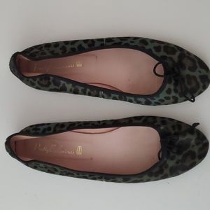Pretty Ballerina leapord print calf hide flats